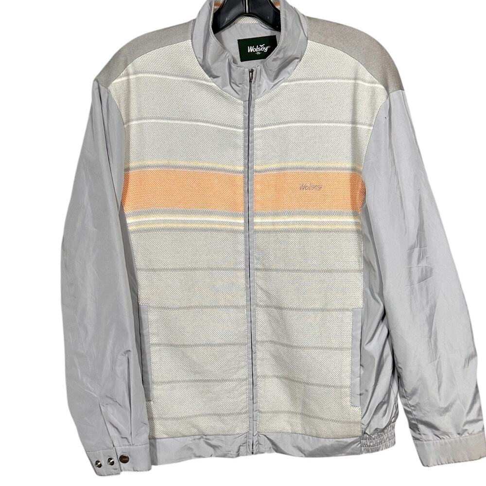 Wolsey Gray and Orange Striped Windbreaker Jacket Size 95 (US Medium)